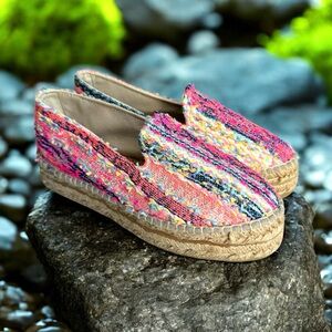 Manebi Platform Espadrilles Fluorescent Tweed